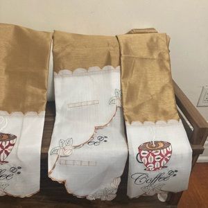 COFFEE CURTAINS/ 3 Piece Kitchen Curtains